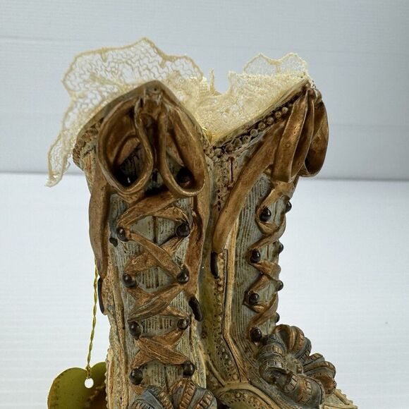 Louis Nichole 1999 Victorian Boots Ornament Christmas Vintage Lace Bow - Picture 9 of 11